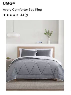 UGG Avery King Comforter Set - Gray with White Sherpa